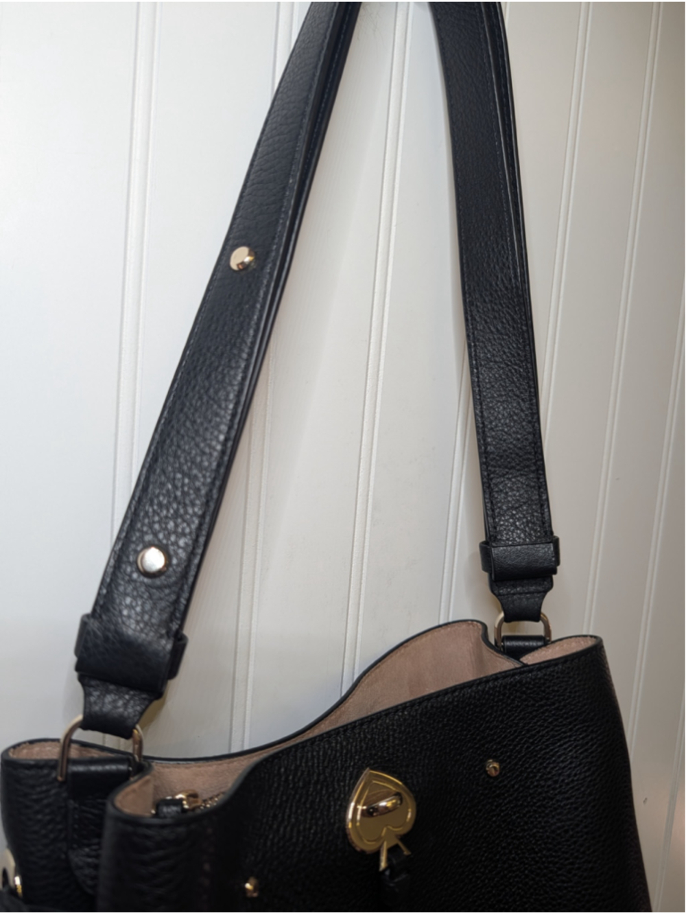 Kate Spade Marti Large Bucket Bag Black Pebbled Leather Crossbody Shoulder Purse - Picture 7 of 11